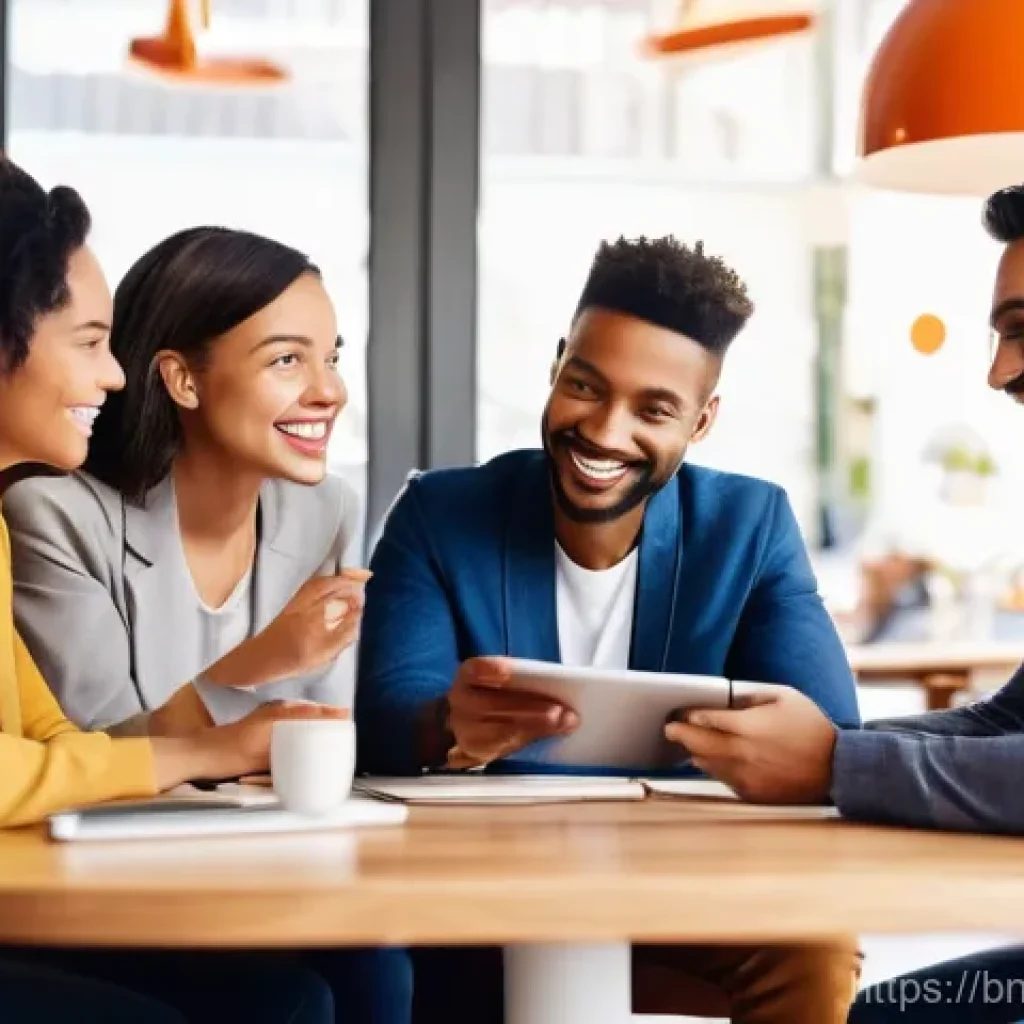 옴니채널 개선을 위한 고객의 목소리 분석 - **Prompt 1: The Attentive Business Listener**
A vibrant, diverse group of customers, including a...