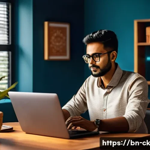 Home 33 옴니채널의 법적 제도적 고려사항 - A modern e-commerce office environment with a Bengali entrepreneur reviewing customer data privacy p...